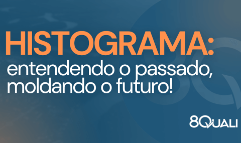 Banner azul com a frase "Histograma: entendendo o passado, moldando o futuro!" escrita em laranja;