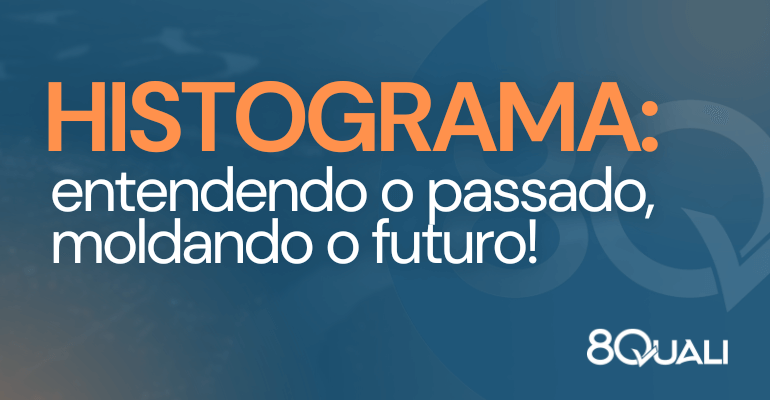 Banner azul com a frase "Histograma: entendendo o passado, moldando o futuro!" escrita em laranja;