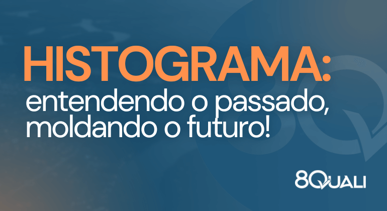 Banner azul com a frase "Histograma: entendendo o passado, moldando o futuro!" escrita em laranja;