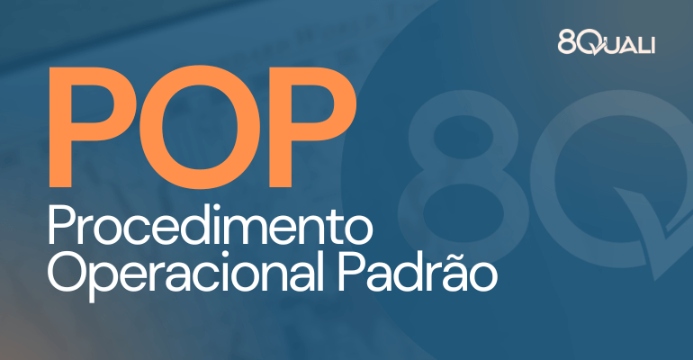 Imagem capa do artigo com um fundo azul e o texto a seguir em laranja: Procedimento Operacional Padrão (POP) – o que é e como fazer