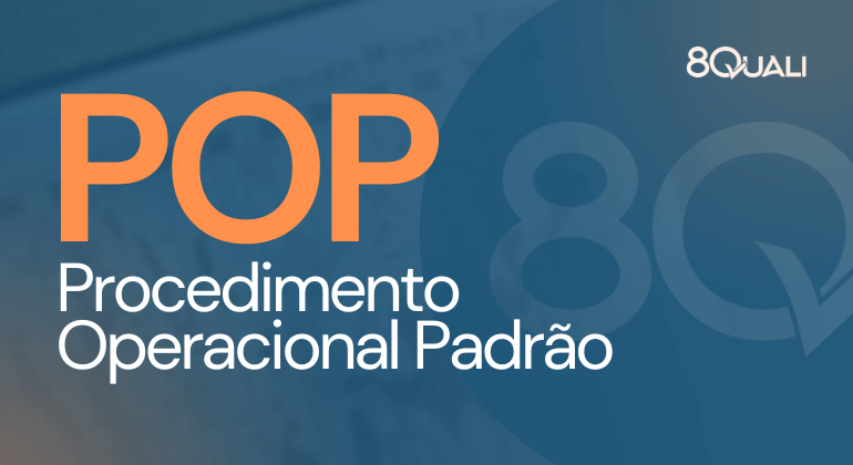 Imagem capa do artigo com um fundo azul e o texto a seguir em laranja: Procedimento Operacional Padrão (POP) – o que é e como fazer