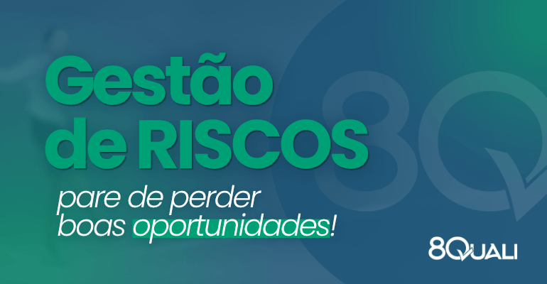Banner azul com a seguinte frase escrita em verde claro: "Gestão de Riscos:: pare de perder boas oportunidades"
