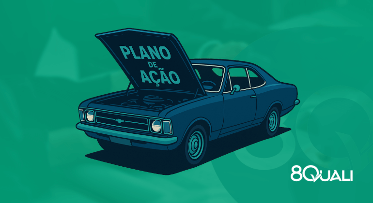 Imagem de um Opala 78 com as palavras Plano de Ação no capô - 8Quali