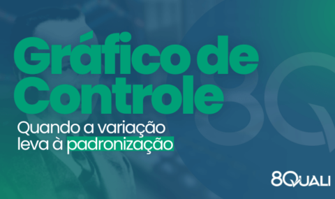 Banner azul com a seguinte frase escrita em verde: "Gráfico de Controle: quando a variação leva à padronização"
