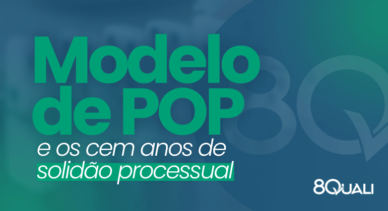 Banner azul com a seguinte frase escrita em verde claro: "Modelo de POP e os Cem Anos de Solidão Processual"