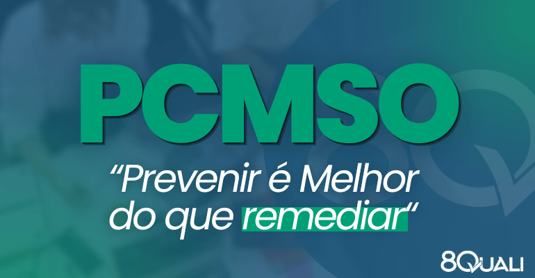 Banner Azul com a seguinte frase escrita em verde claro: "PCMSO – O que é o Programa de Controle Médico de Saúde Ocupacional: "Prevenir é melhor do que Remediar"