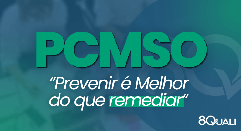 Banner Azul com a seguinte frase escrita em verde claro: "PCMSO – O que é o Programa de Controle Médico de Saúde Ocupacional: "Prevenir é melhor do que Remediar"