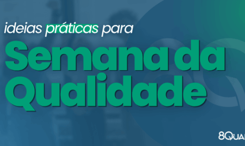Banner azul com a seguinte frase escrita em verde claro: "O que fazer na Semana Mundial da Qualidade 2026"