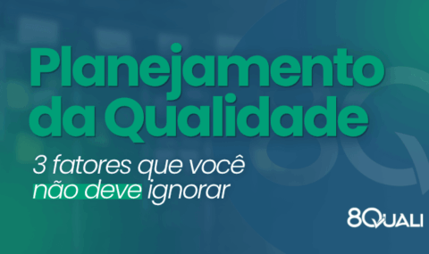 Banner azul com a seguinte frase escrita em verde claro: "Planejamento da Qualidade 2027 - três fatores que você não deve ignorar"